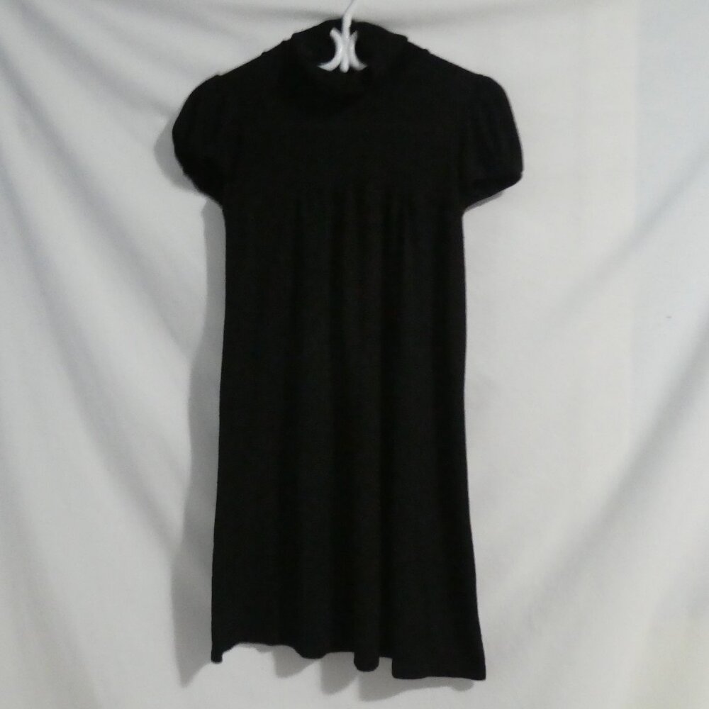 COSTA BLANCA | medium | Black Turtleneck Short Sleeve Knit Dress | Made In USA